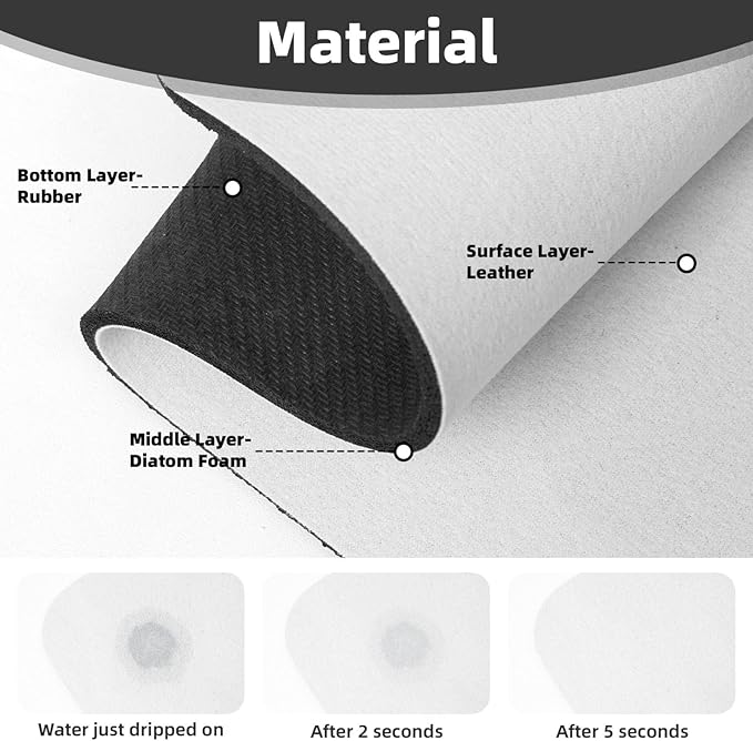 Faucet Draining Mat For Kitchen Sink, Green Leaves Diatom Mud Absorbent Drain Pad For Bathroom Kitchen Sink Splash Guard Drying Mat