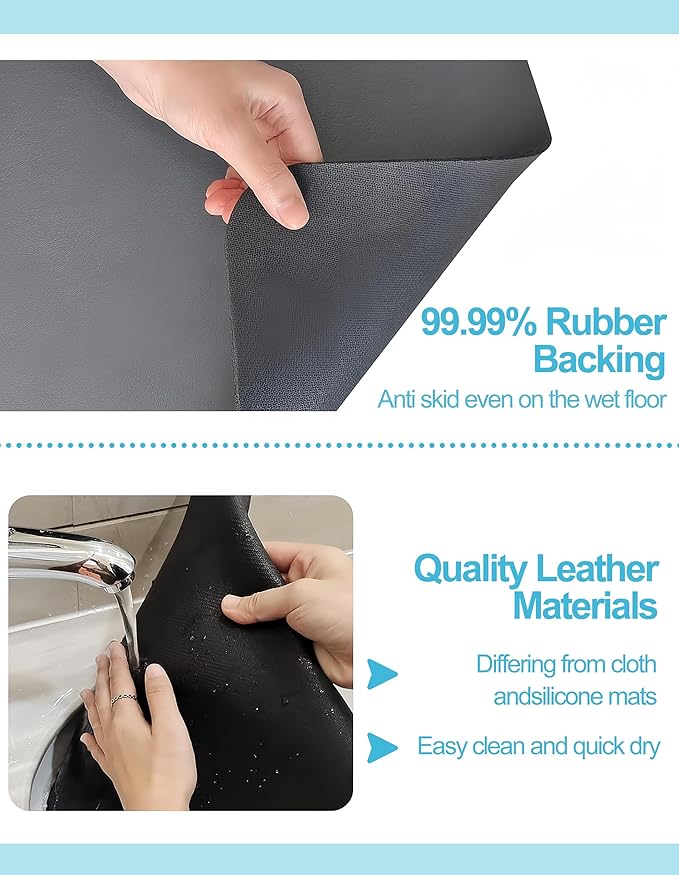 Dish Drying Mat for Kitchen Counter, 16"x24" Dish Drying Pad with Non-slip Rubber Backed, Hide Stain Anti Absorbent for Kitchen Counter, Drying Mat for Coffee Machine Dish Rack (Grey)